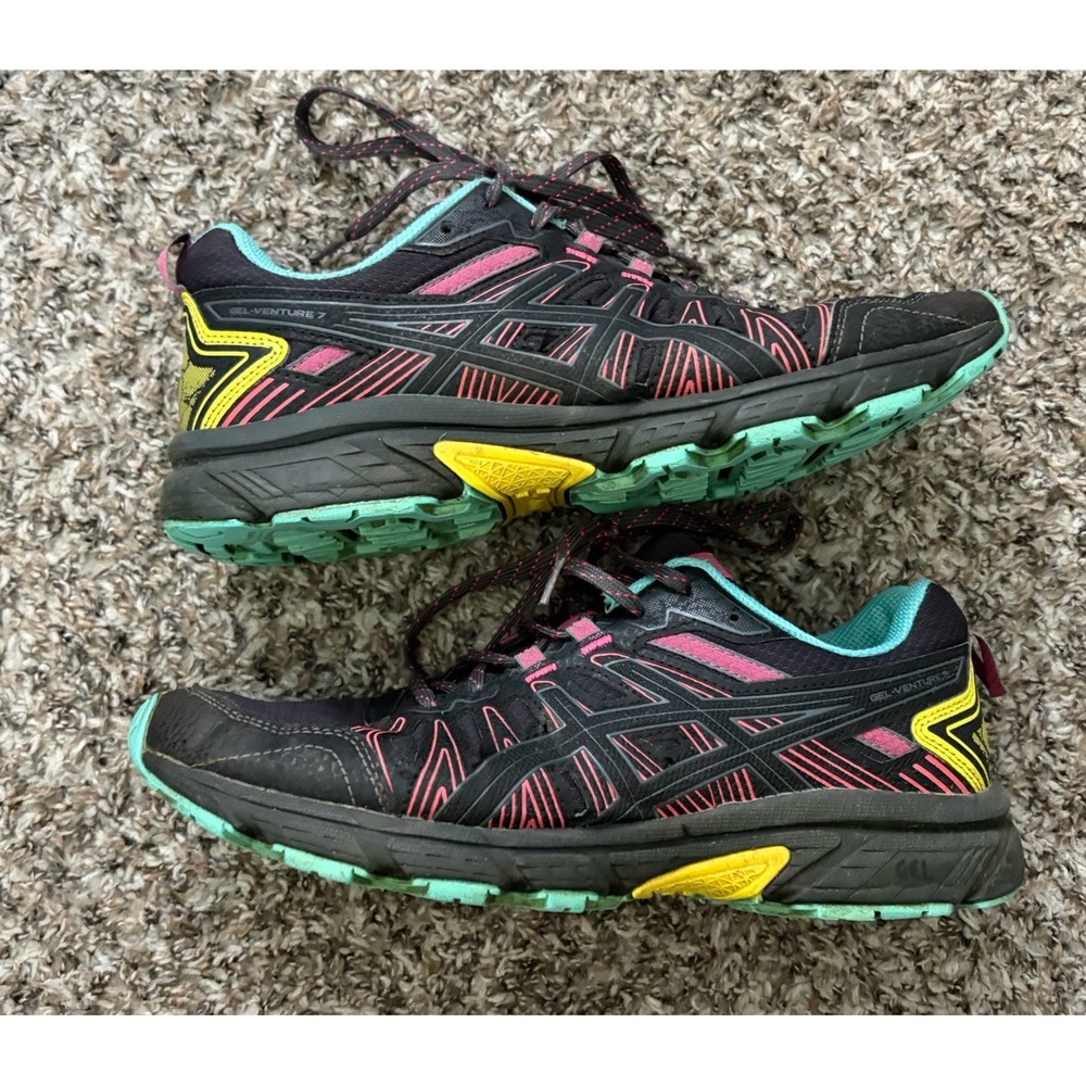 Asics Womens Gel Venture 7 Graphite Seafoam Running Trail Shoes Size 8.5